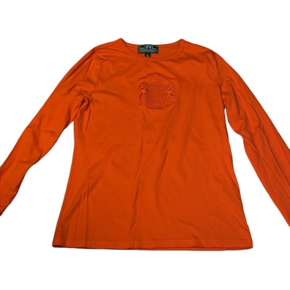 Vintage L-RL Lauren Active Ralph Lauren Orange Long Sleeve Shirt, Small